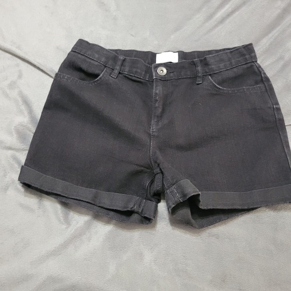 Childrens Place Girl 12 Shorts Black Button Modest Comfort Stretch Jean Bottoms